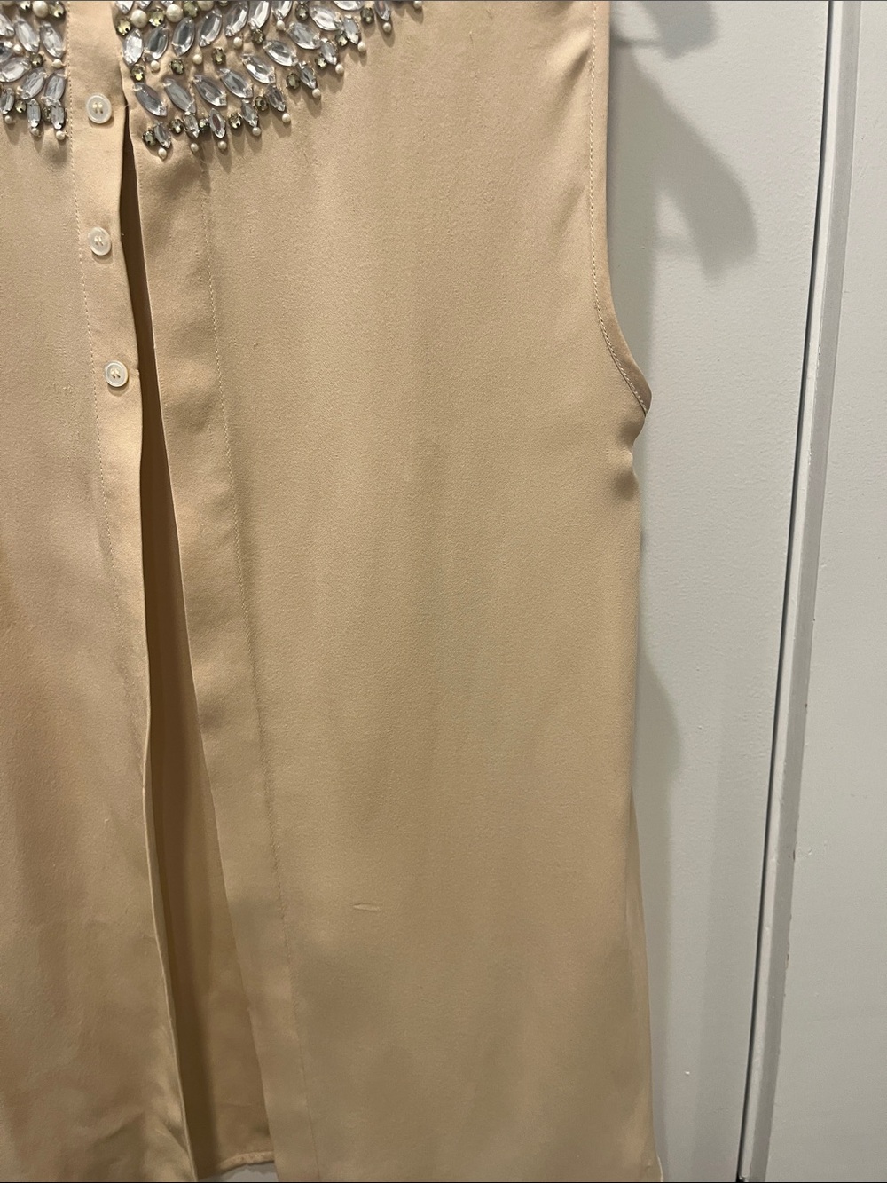 Haute Hippie Champagne Beaded Mock Neck Sleeveless Top - Picture 14 of 15